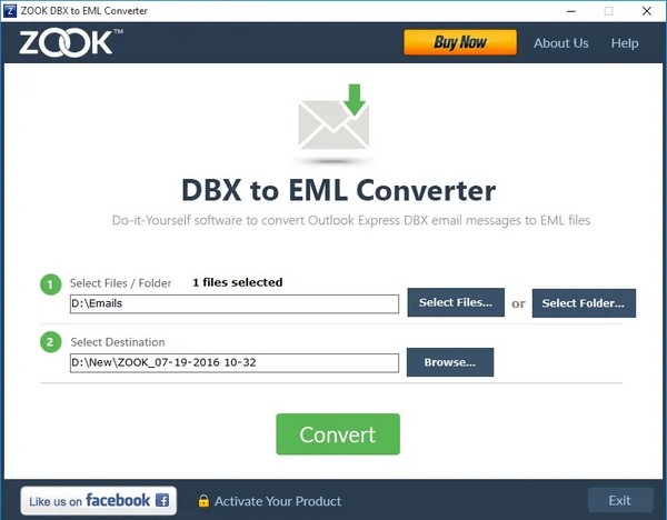 ZOOK DBX to EML Converterٷ