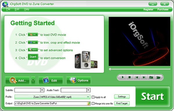 iOrgSoft DVD to Zune Converterٷ