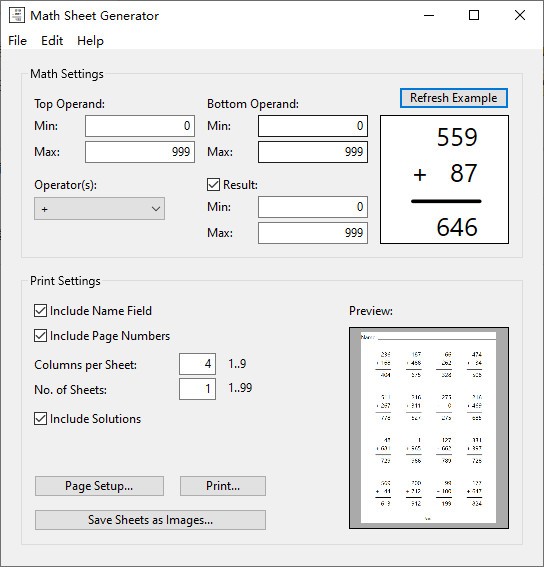 Math Sheet Generatorɫ